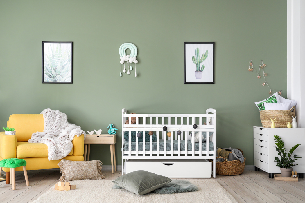 peinturevert kaki pour chambre de bébé