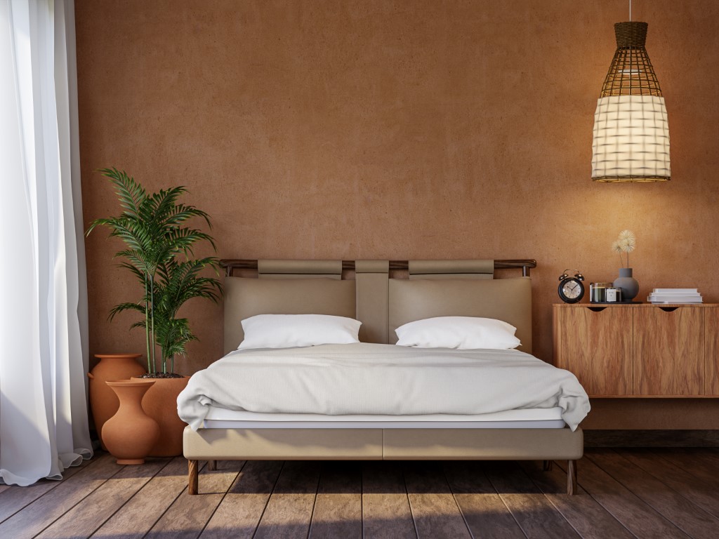 Chambre avec pointes de terracotta