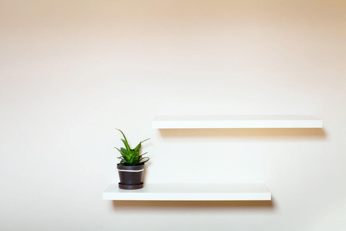 Etagères minimalistes au mur